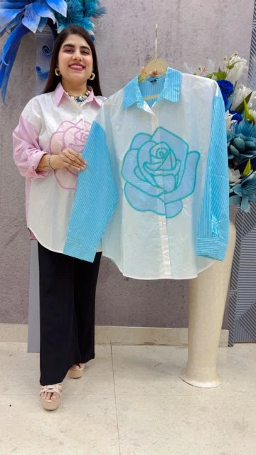 BEAUTIFUL LONG SLEEVE SHIRT FLORAL PRINT GGR5366 Girls Glitters