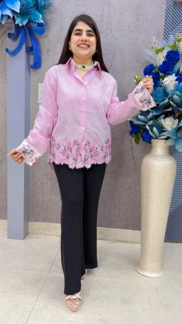 BEAUTIFUL SHIRT WITH FLORAL EMBROIDERY GGR5409 Girls Glitters