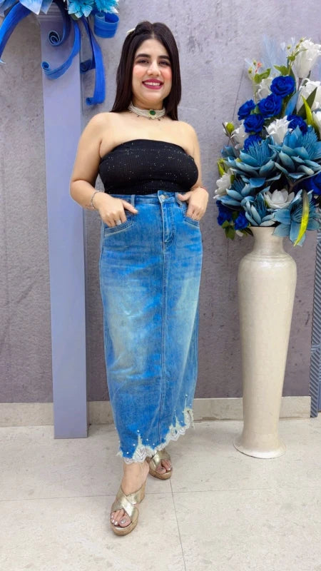 BEAUTIFUL DENIM SKIRT GGR5442 Girls Glitters