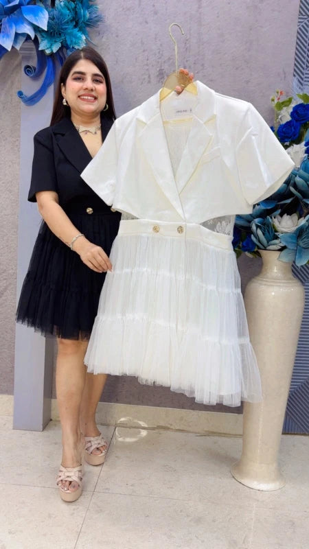 BEAUTIFUL PREMIUM SHORT-SLEEVE BLAZER DRESS GGR5454 Girls Glitters
