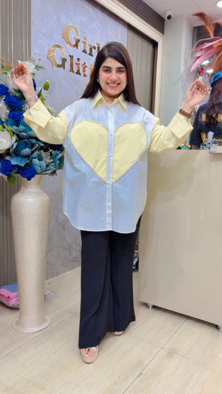 BEAUTIFUL LONG SLEEVE SHIRT HEART PRINT GGR5526 Girls Glitters