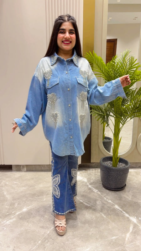 BEAUTIFUL PREMIUM DENIM SHIRT GGR5560 Girls Glitters