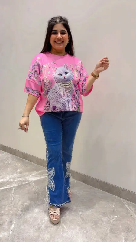 BEAUTIFUL PREMIUM CATTY T-SHIRT TOP GGR5566 Girls Glitters