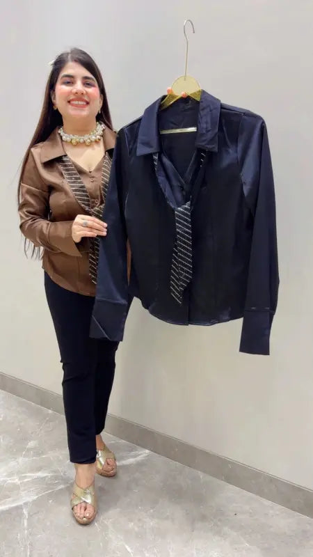 BEAUTIFUL PREMIUM DESIGNER SHIRT WITH ROP BELT GGR5645 Girls Glitters