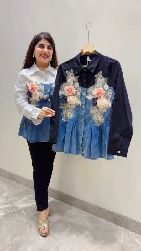 PREMIUM DENIM STYLE SHIRT GGR5654 Girls Glitters