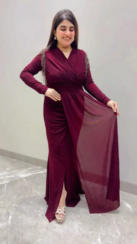 BEAUTIFUL WRAP STYLE GOWN DRESS GGR5707 Girls Glitters
