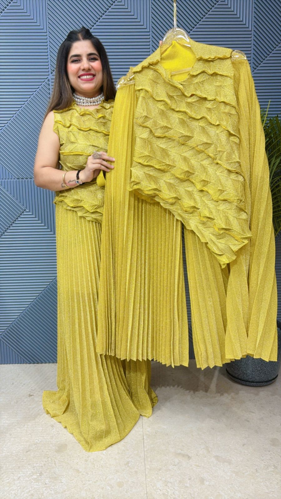 BEAUTIFUL SUMMER PLEATED CORD SETGGR1363