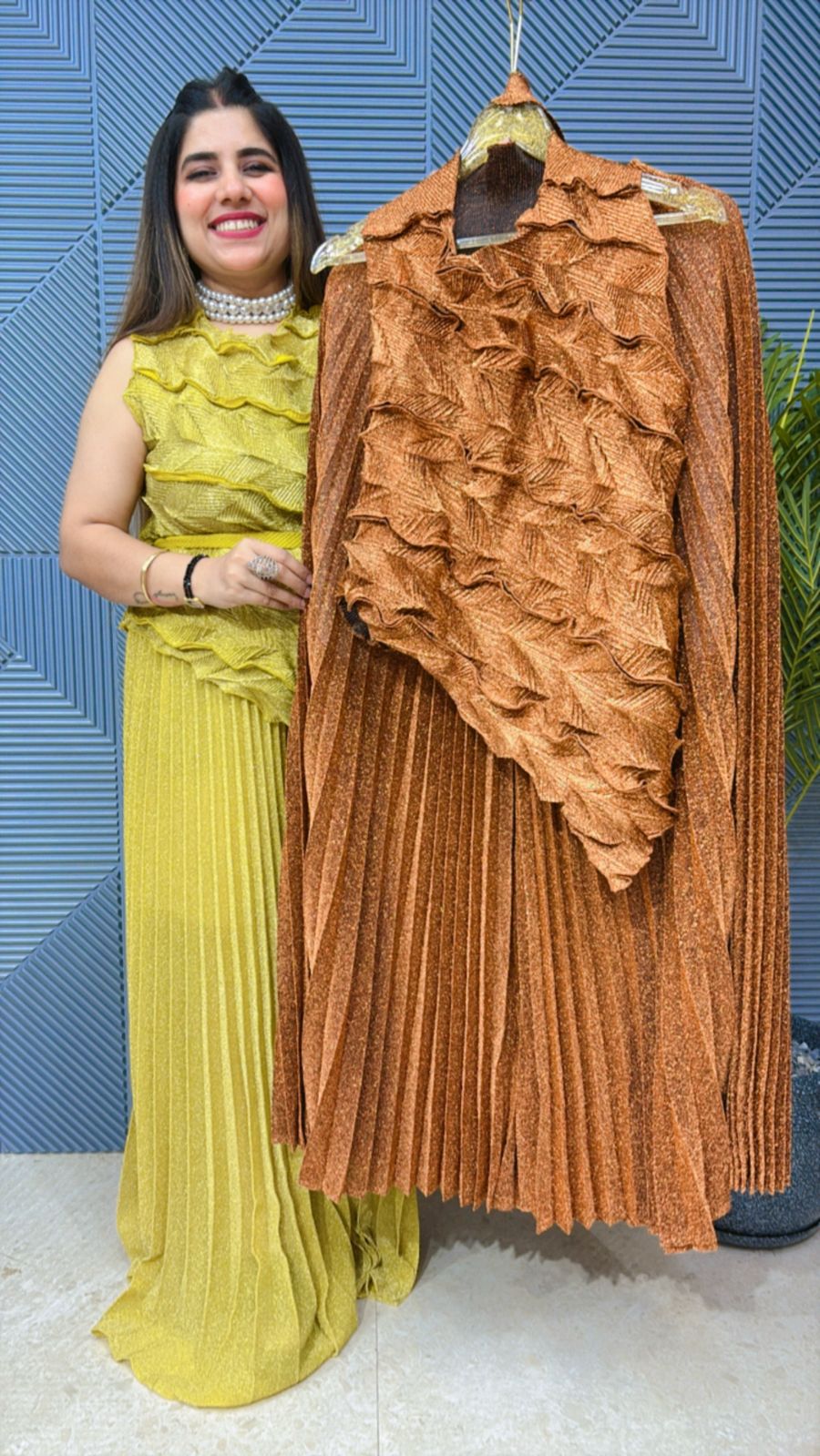 BEAUTIFUL SUMMER PLEATED CORD SETGGR1363