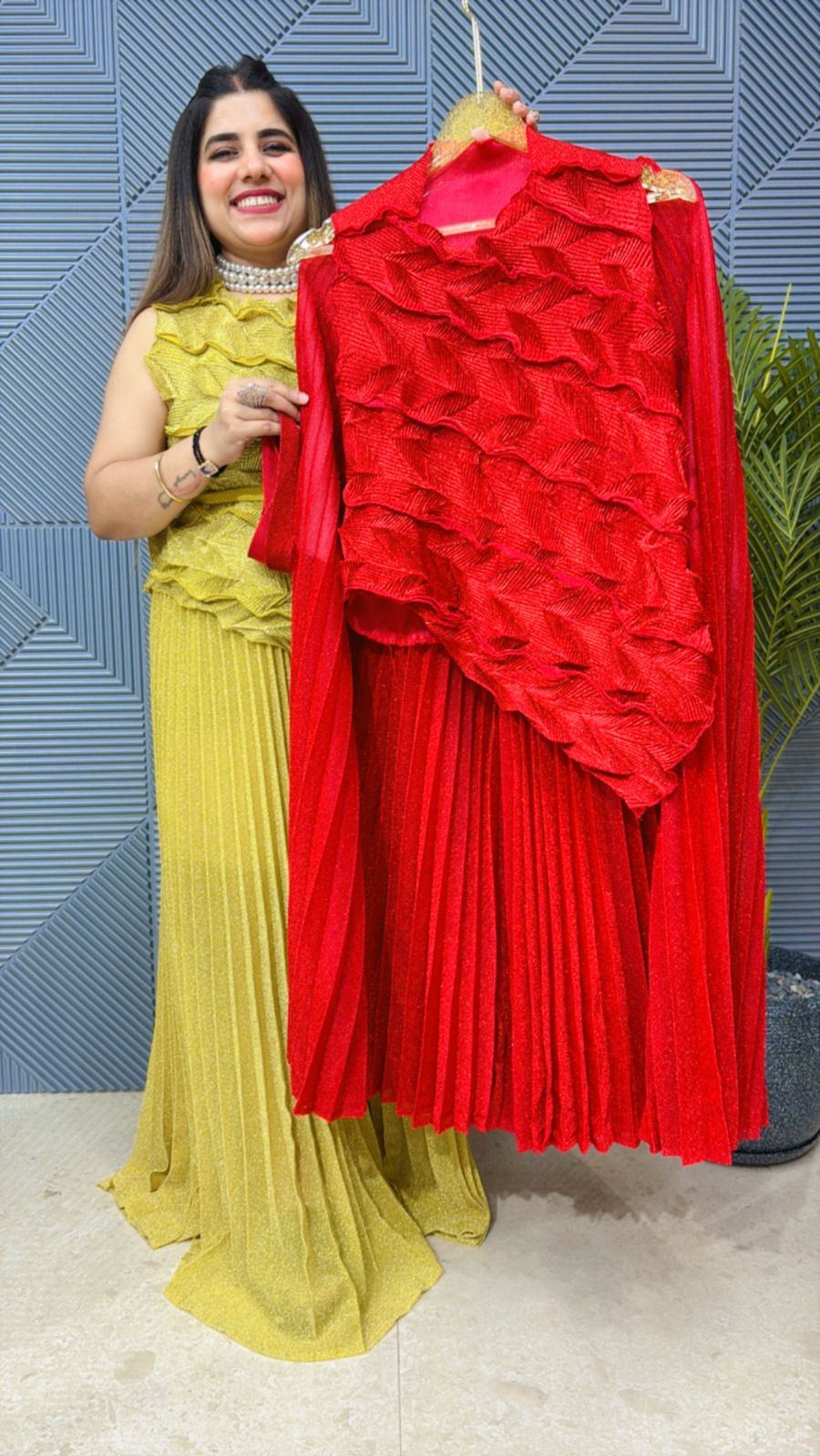 BEAUTIFUL SUMMER PLEATED CORD SETGGR1363