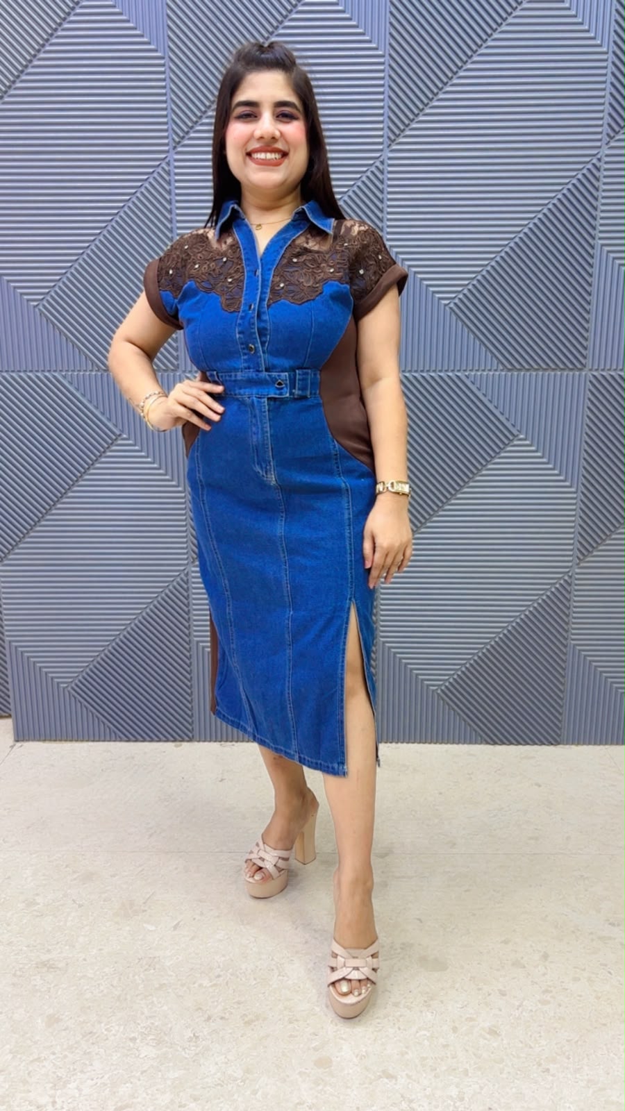 BEAUTIFUL PREMIUM DENIM DRESS GGR5230 Girls Glitters