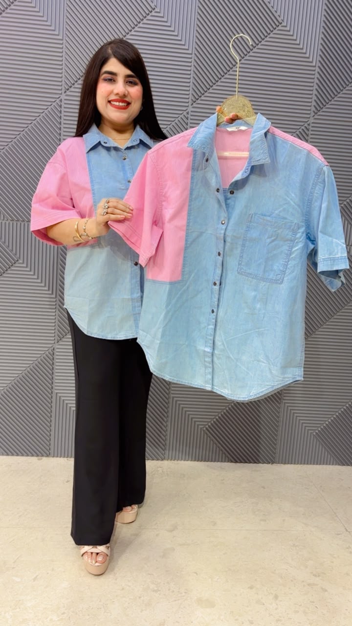 BEAUTIFUL DENIM COTTON SHIRT GGR5178 Girls Glitters