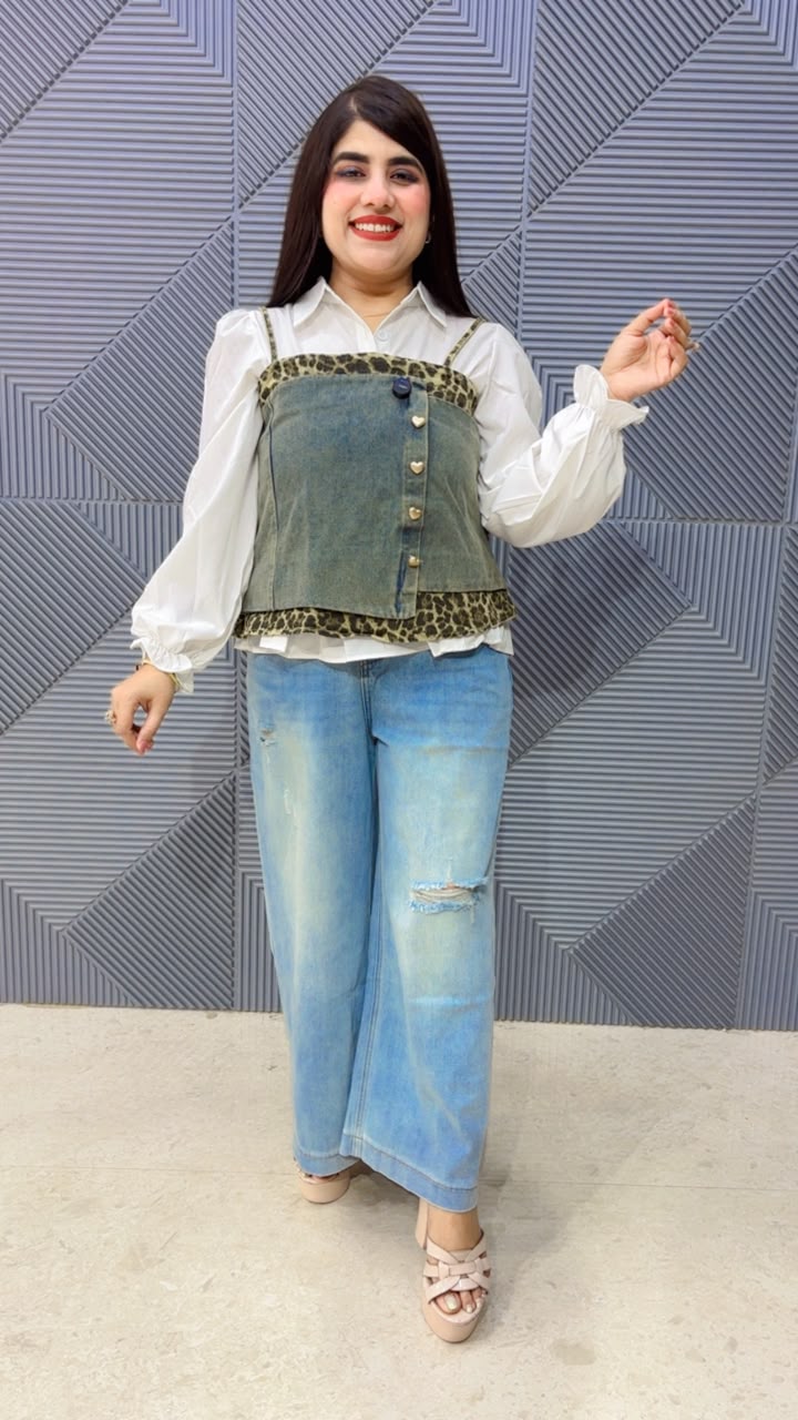 BEAUTIFULL KOREAN TOW PIECE DENIM TOP WITH BELT GGR5173 Girls Glitters