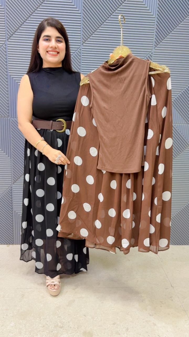 BEAUTIFUL POLKA SKIRT SET WITH BELT GGR5236 Girls Glitters