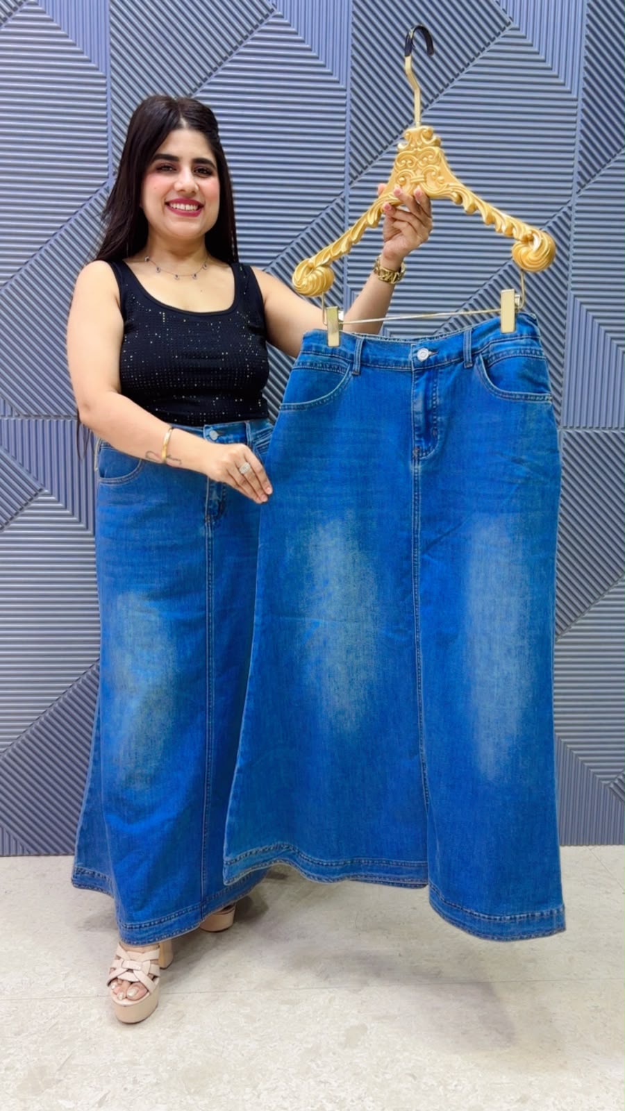 BEAUTIFUL DENIM SKIRT GGR5243 Girls Glitters