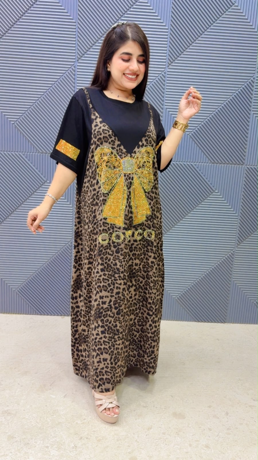 BEAUTIFUL LEOPARD DRESS GGR5286 Girls Glitters