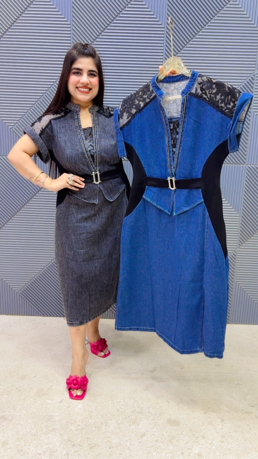 BEAUTIFUL PREMIUM DENIM DRESS GGR5228 Girls Glitters