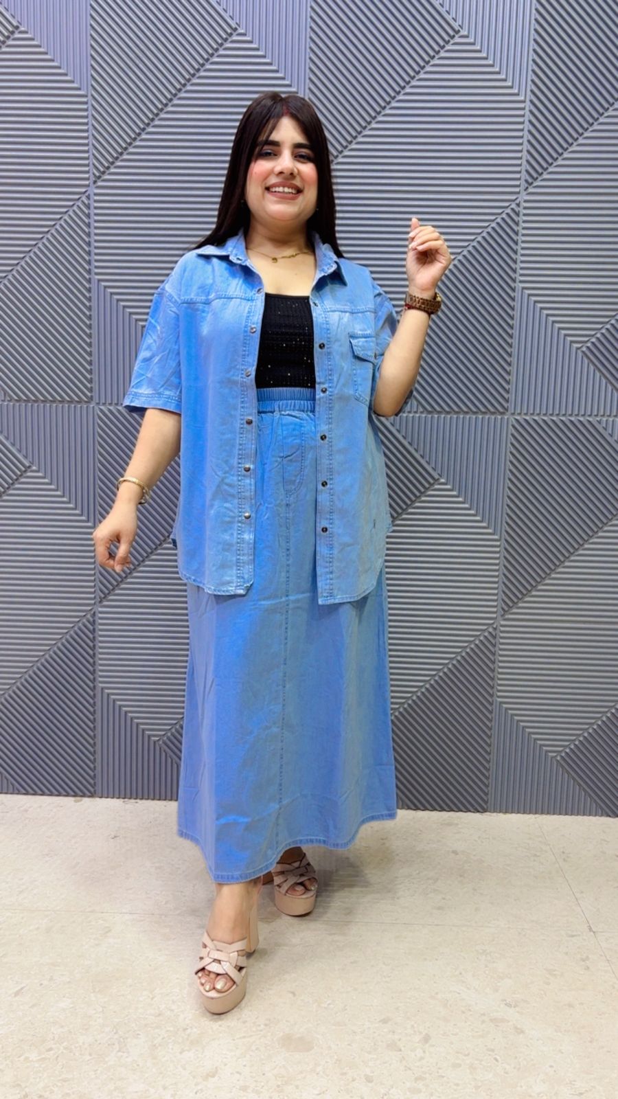 BEAUTIFUL DENIM SKIRT SET GGR5160 Girls Glitters
