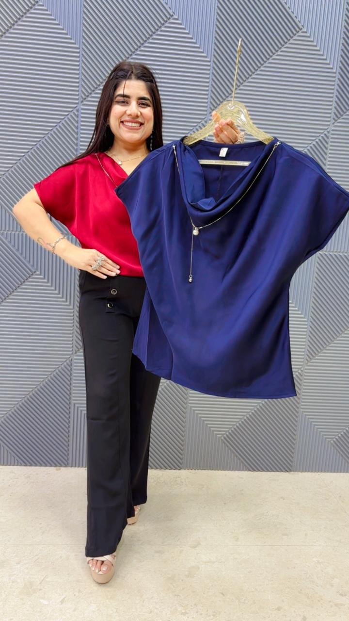 BEAUTIFUL SUMMER SATINE TOP WITH CHAIN GGR5135 Girls Glitters