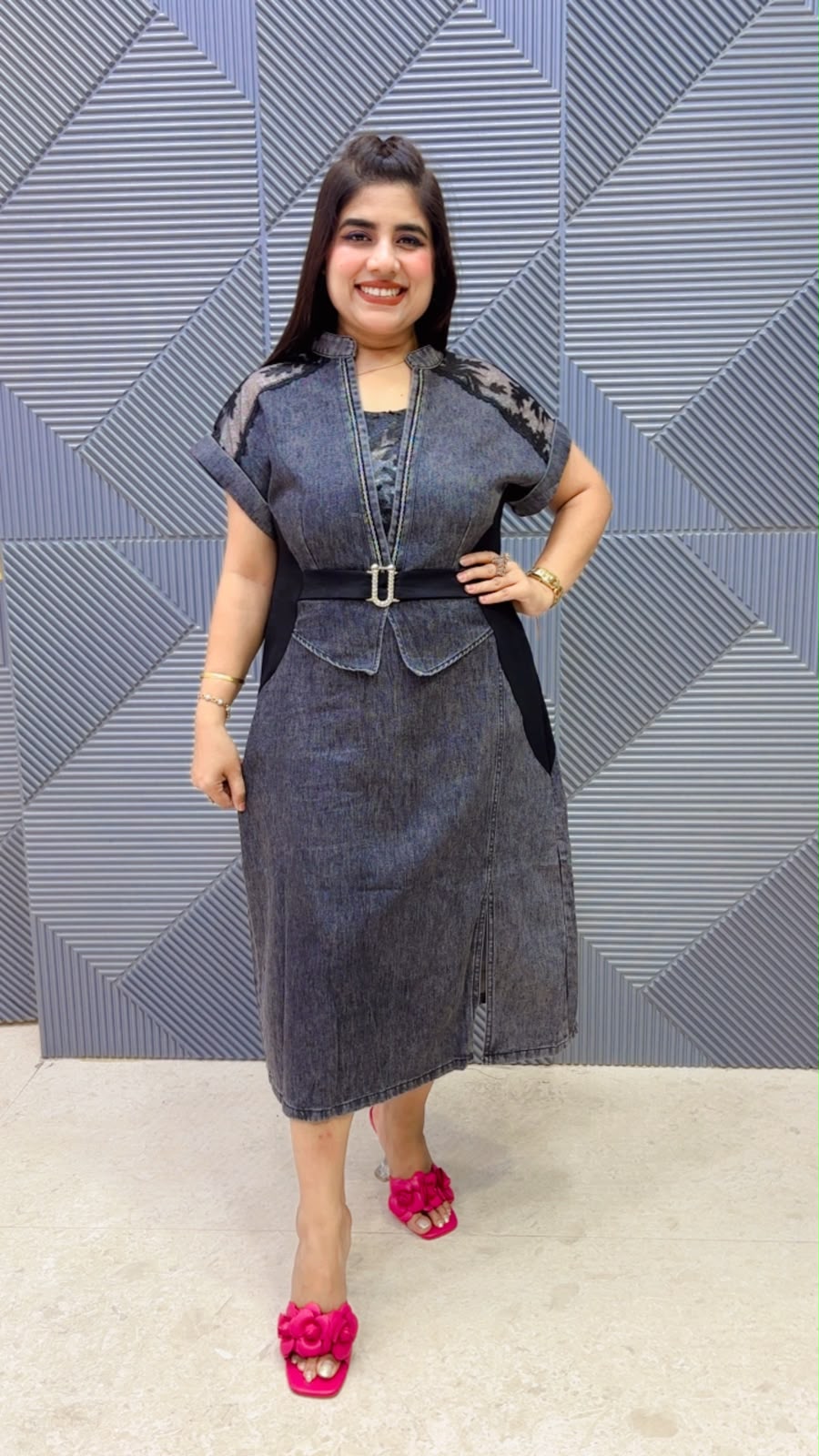 BEAUTIFUL PREMIUM DENIM DRESS GGR5228 Girls Glitters