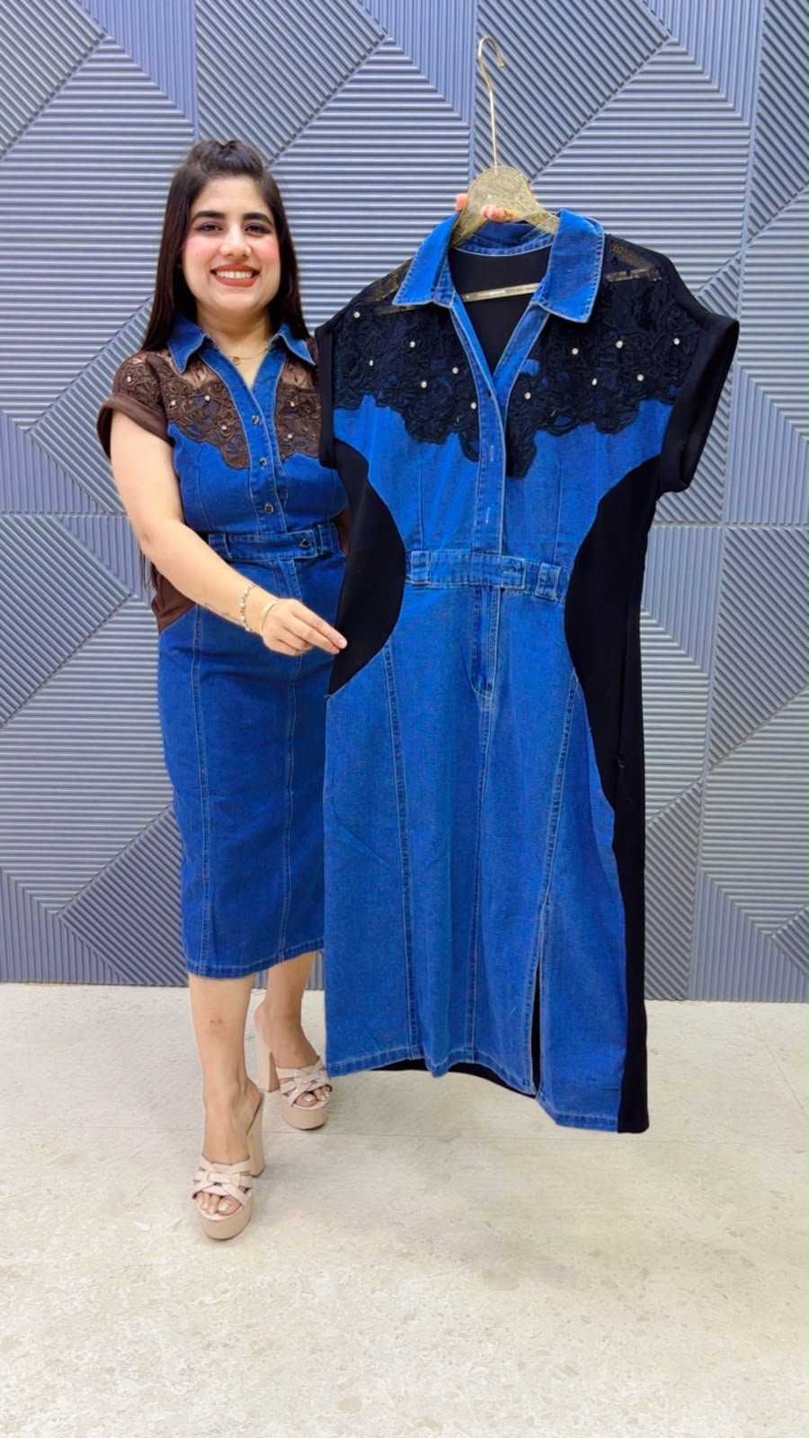 BEAUTIFUL PREMIUM DENIM DRESS GGR5230 Girls Glitters