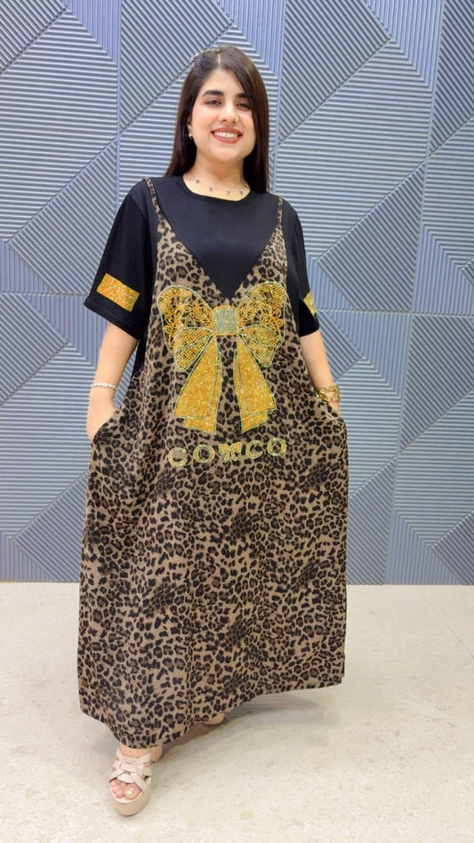 BEAUTIFUL LEOPARD DRESS GGR5286 Girls Glitters