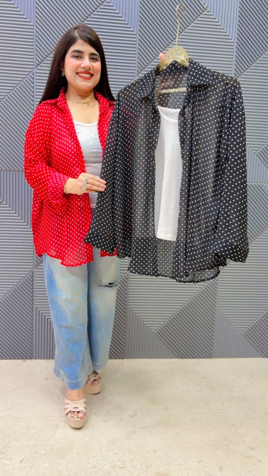 BEAUTIFUL POLKA SHIRT WIYH INNER GGR5171 Girls Glitters