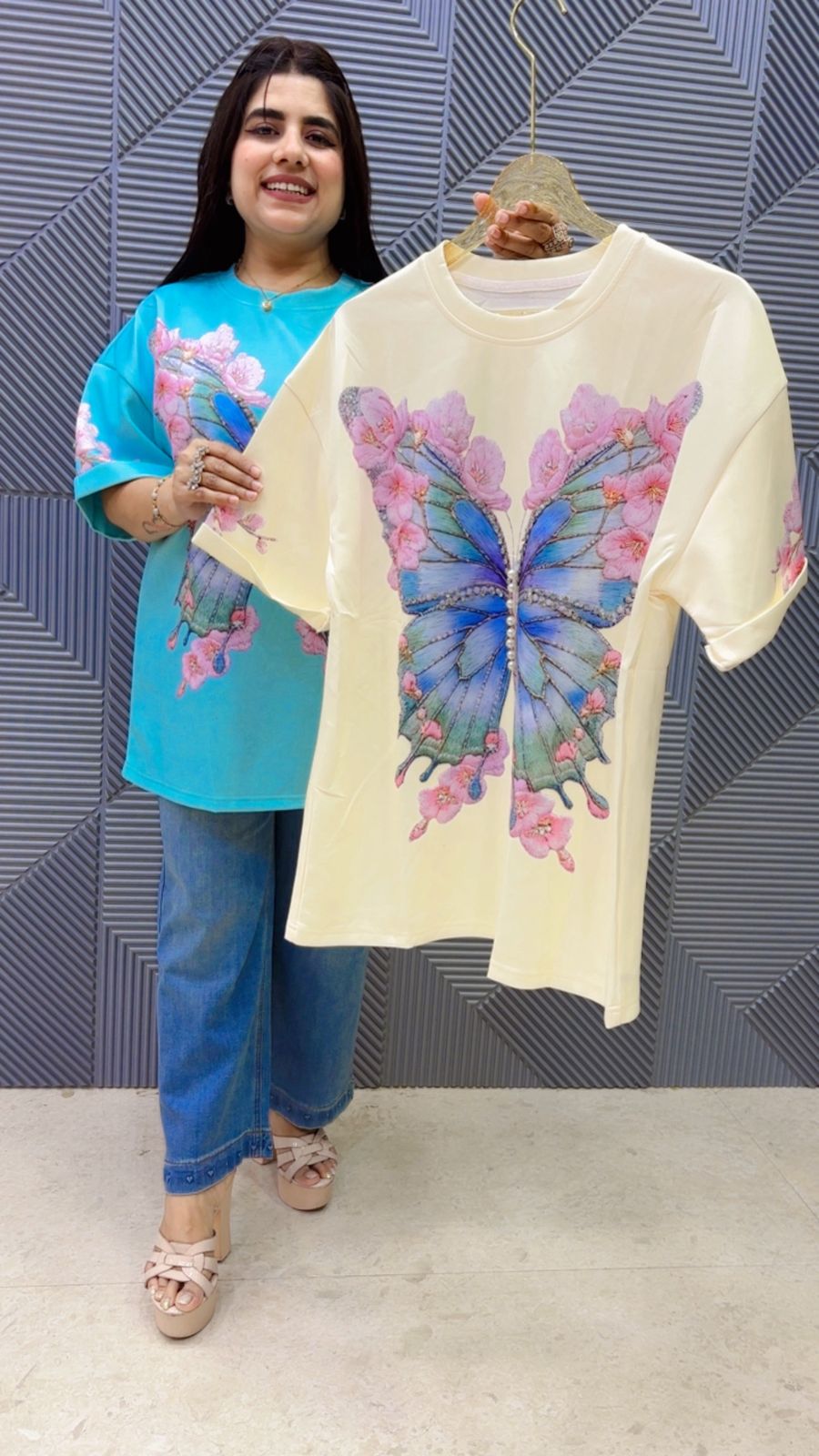 BEAUTIFUL BEAD BUTTERFLY PRINTED TOP GGR5131 Girls Glitters