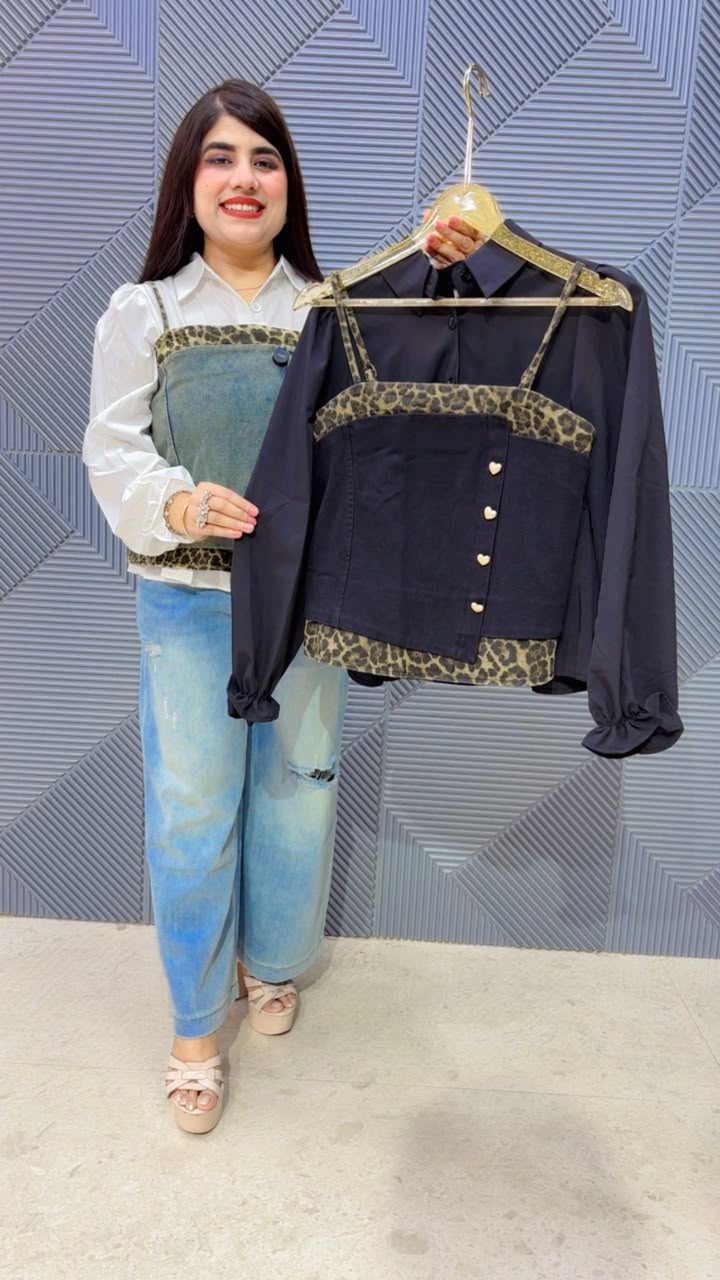BEAUTIFULL KOREAN TOW PIECE DENIM TOP WITH BELT GGR5173 Girls Glitters