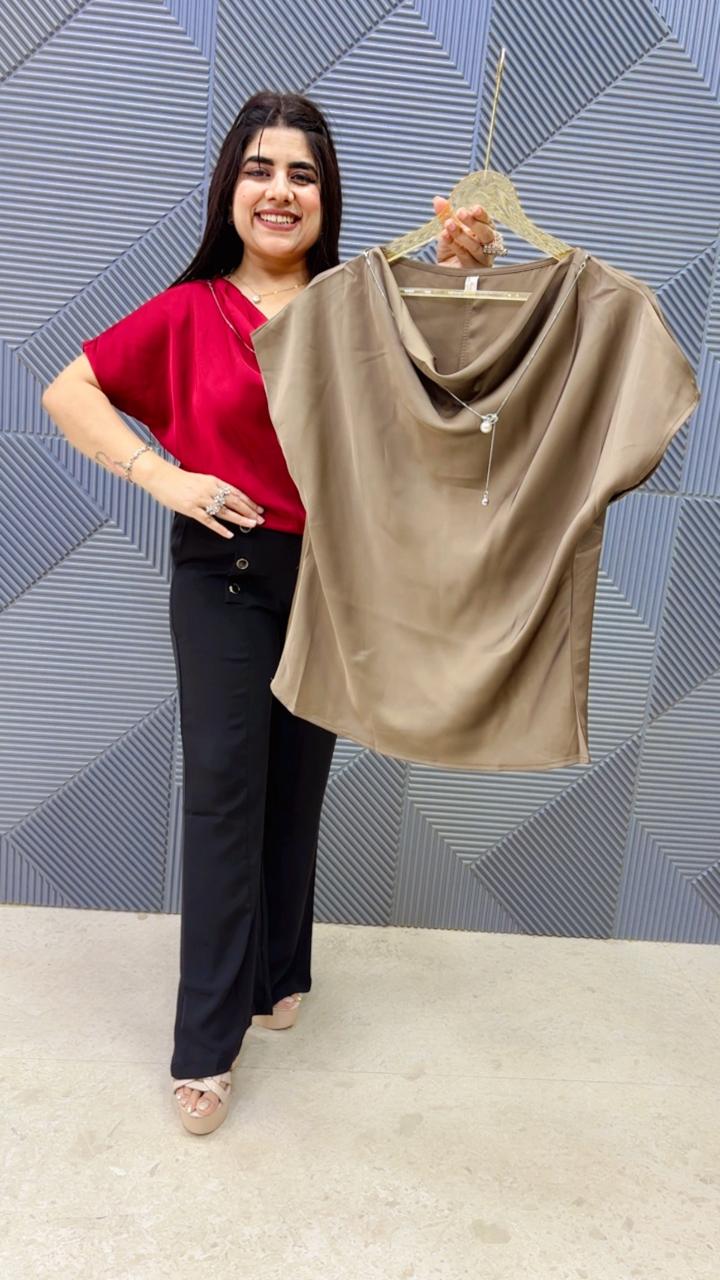 BEAUTIFUL SUMMER SATINE TOP WITH CHAIN GGR5135 Girls Glitters