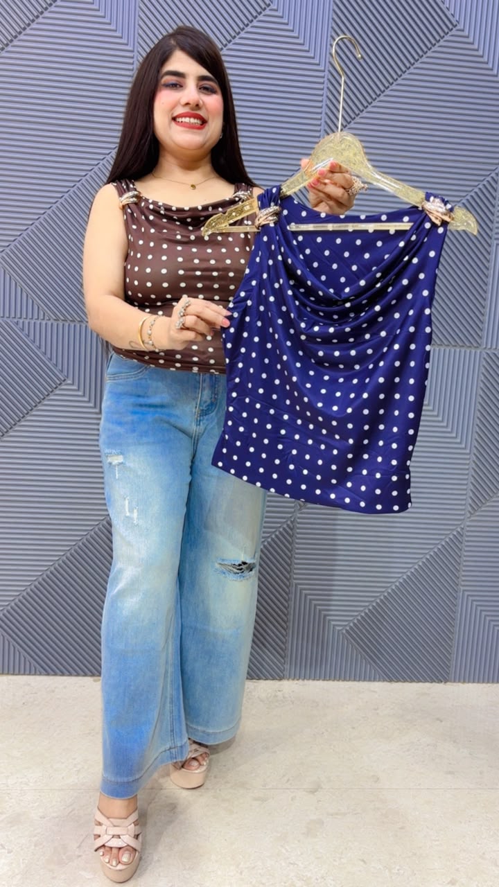 BEAUTIFULL  POLKA DOT COWL NECK TOP GGR5172 Girls Glitters