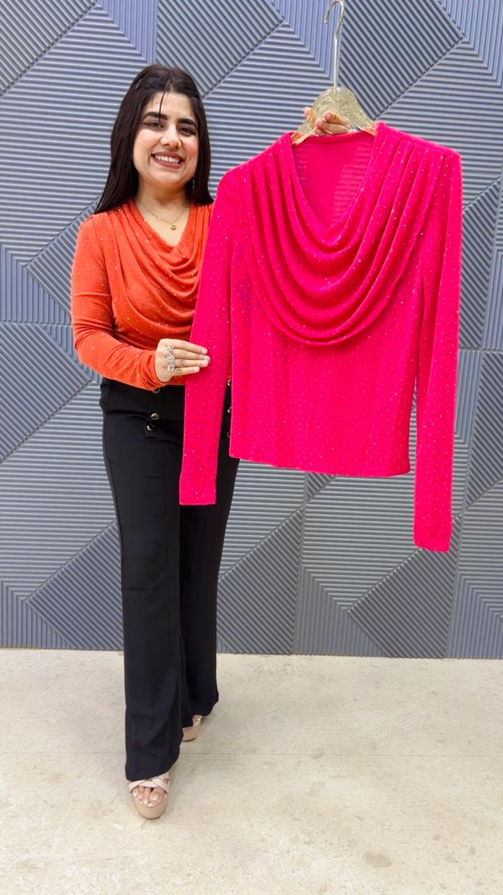 BEAUTIFUL CAOUL NECK TOP GGR5134 Girls Glitters
