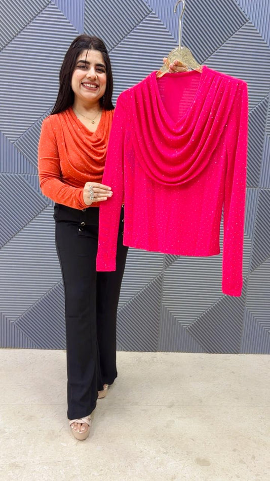 BEAUTIFUL CAOUL NECK TOP GGR5134 Girls Glitters