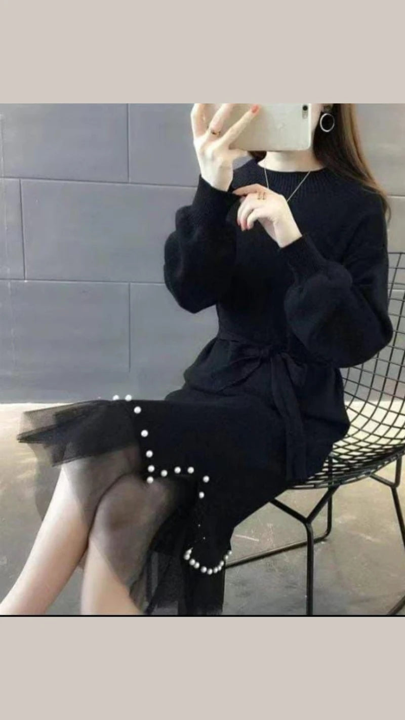 Beautiful Imported Fabric Woollen Dress GGR777
