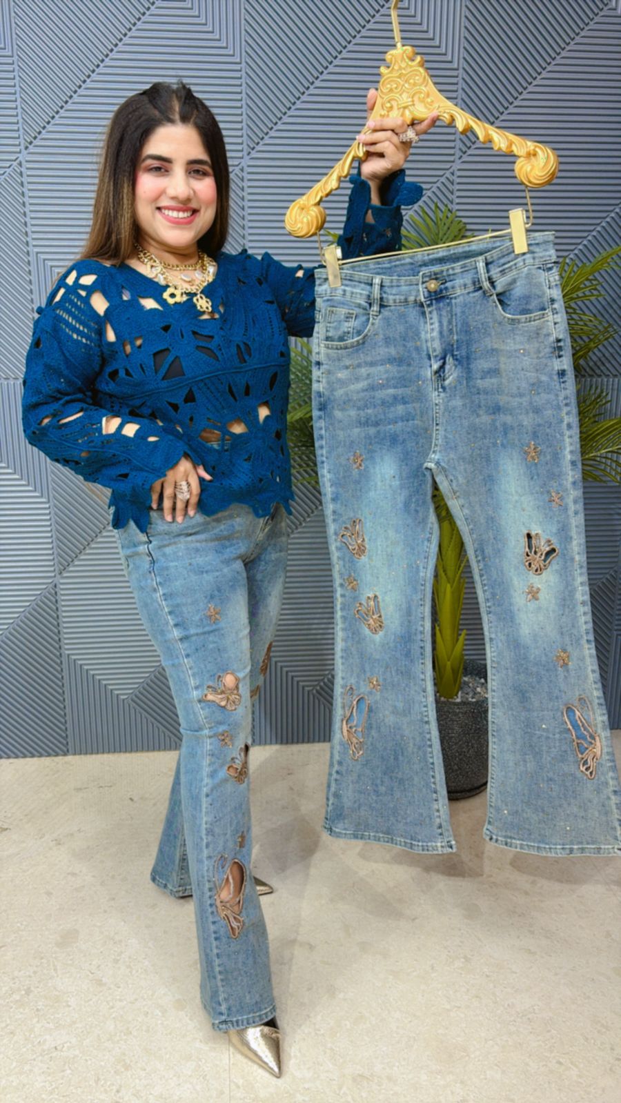 Beautiful Laser Cut Jeans GGR1313