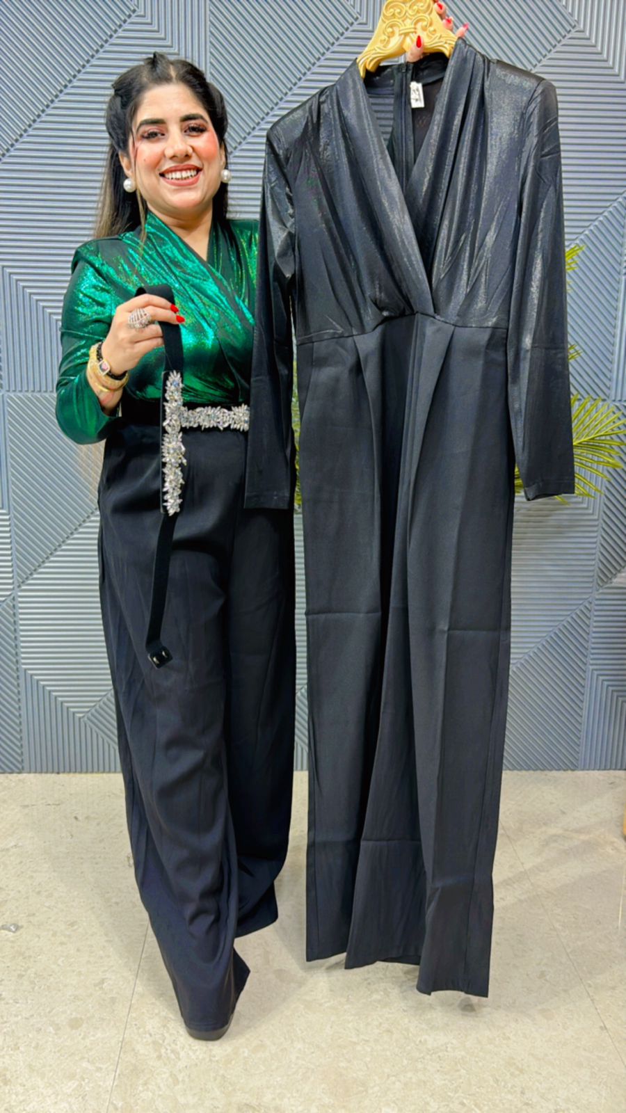 Beautiful Partywear Jumpsuit With Belt GGR1081