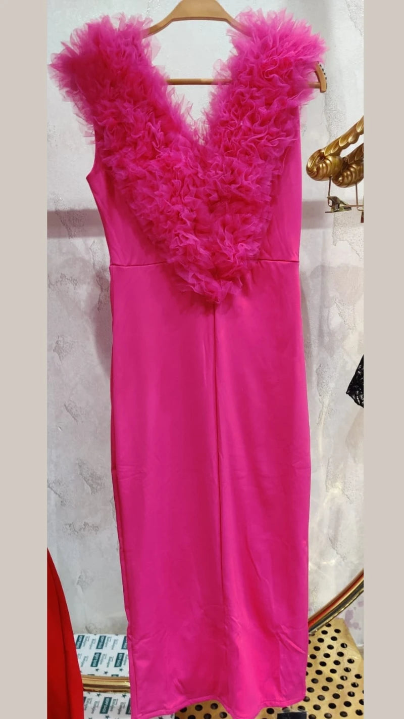 Beautiful Premium Quality Dress With Furr Neck GGR675