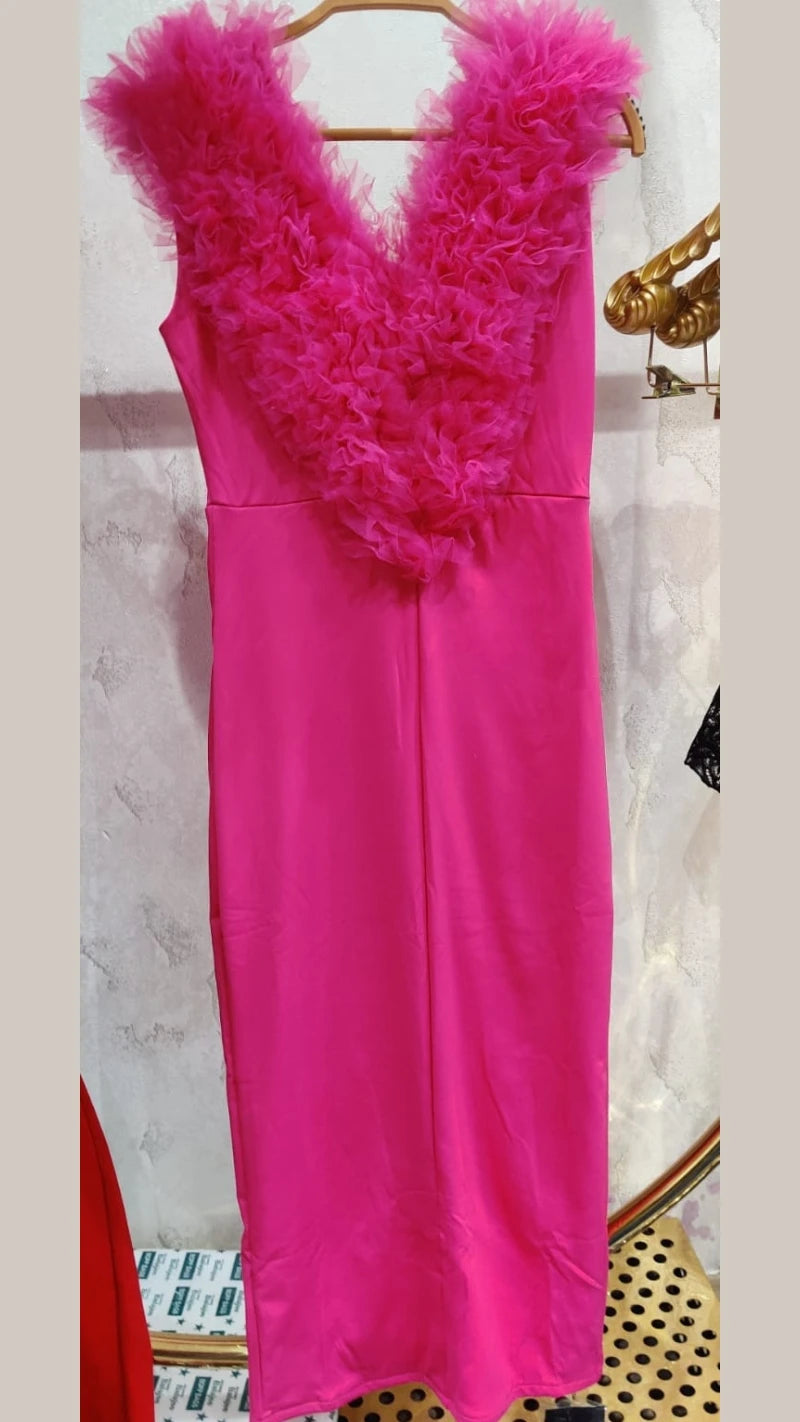 Beautiful Premium Quality Dress With Furr Neck GGR675