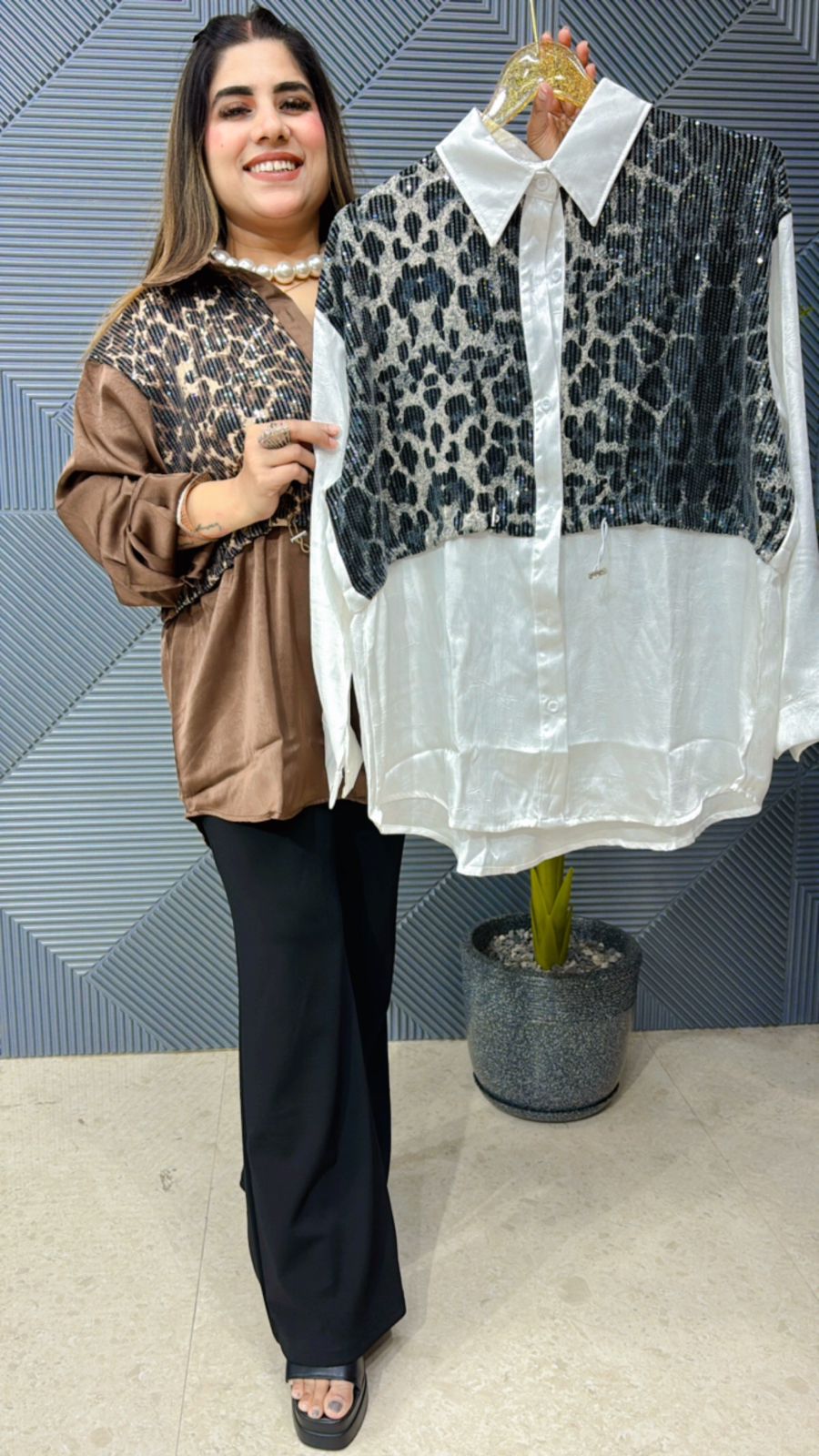 Beautiful Premium Satin Leopard Top GGR1023