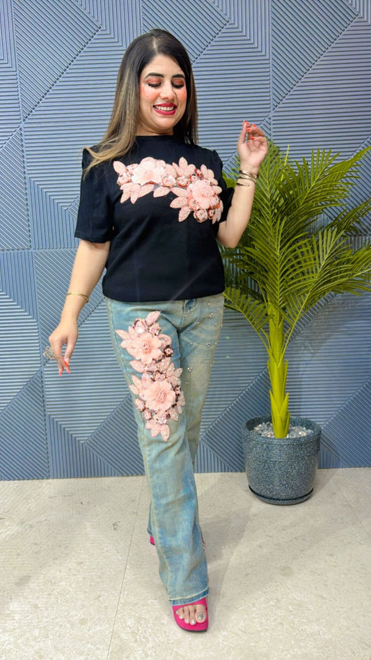 Beautiful Top With Flower Work on Front GGR1123