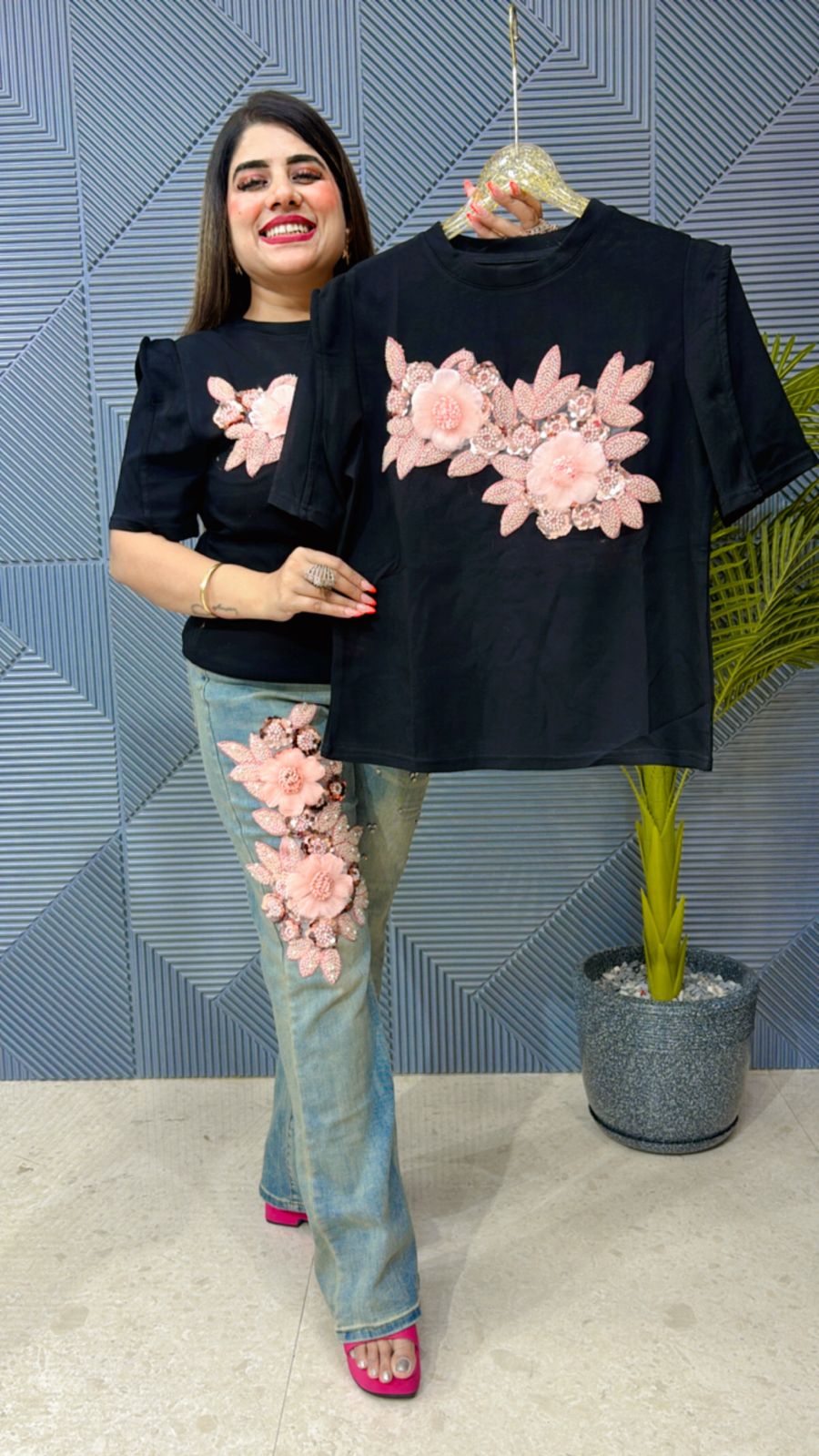 Beautiful Top With Flower Work on Front GGR1123