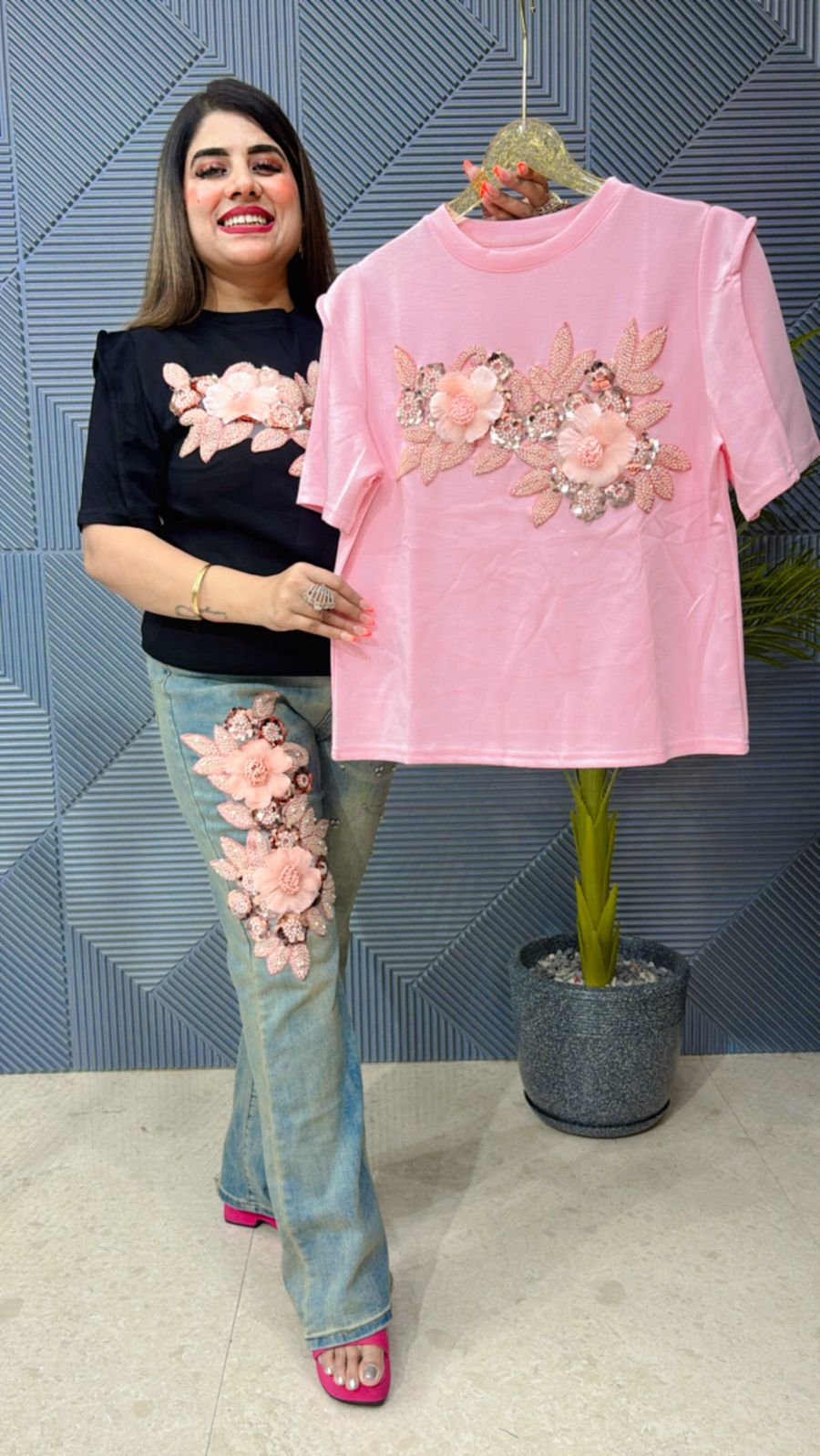 Beautiful Top With Flower Work on Front GGR1123