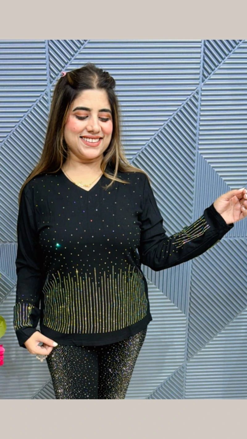 Beautiful Lycra Fabric Swarovski Top GGR558