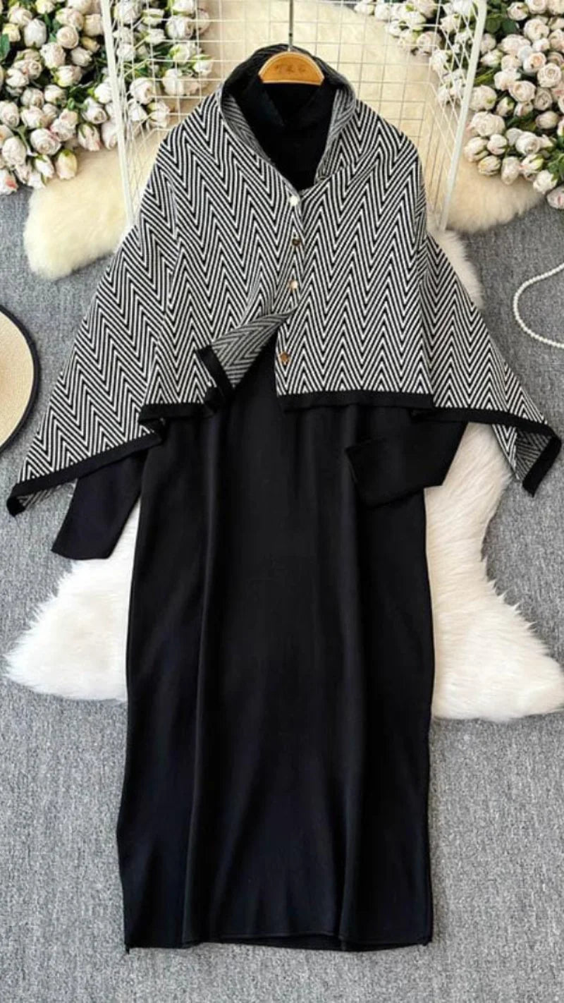 Beautiful Premium Cape Dress - Heavy Quality Stretchable Imported Fabric GGR835
