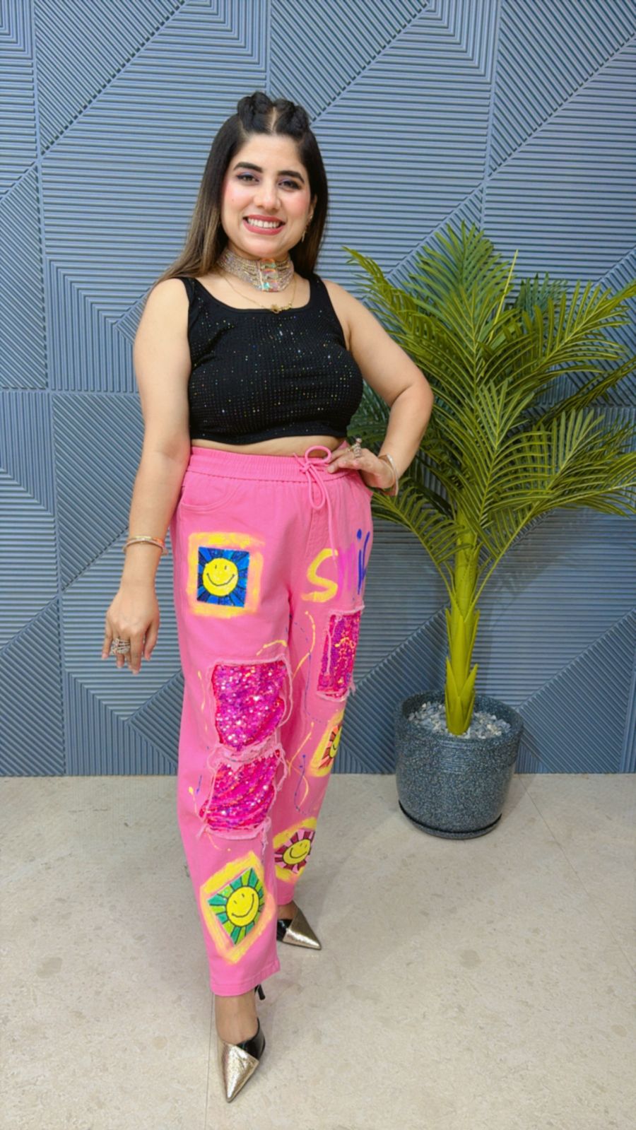 Cute Denim Bottom With Work GGR1326