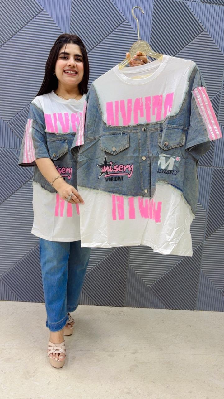 BEAUTIFUL PREMIUM DENIM  T-SHIRT 5132 Girls Glitters
