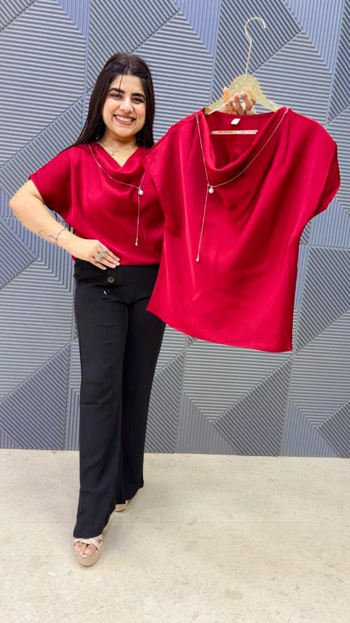 BEAUTIFUL SUMMER SATINE TOP WITH CHAIN GGR5135 Girls Glitters