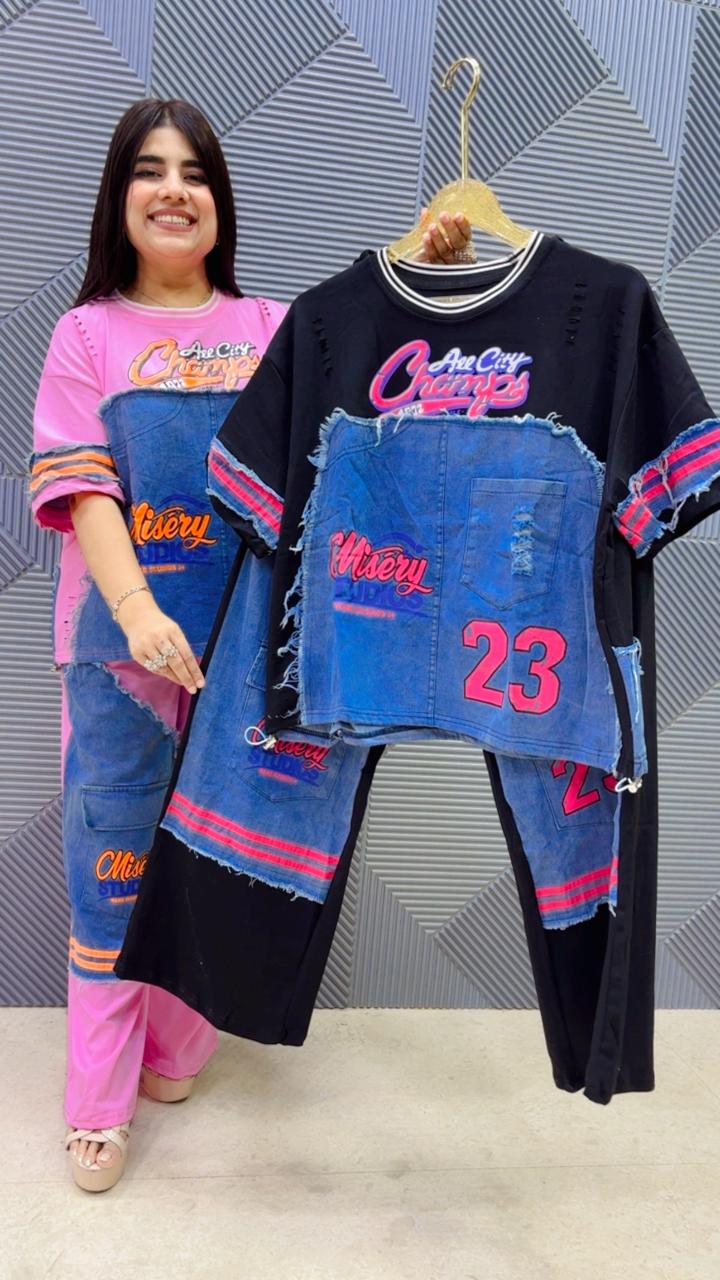 BEAUTIFUL DENIM COTTOM CORD SET GGR5123 Girls Glitters