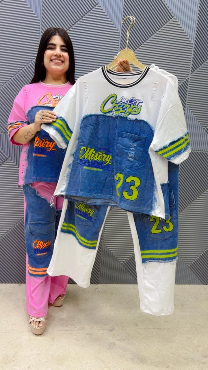 BEAUTIFUL DENIM COTTOM CORD SET GGR5123 Girls Glitters