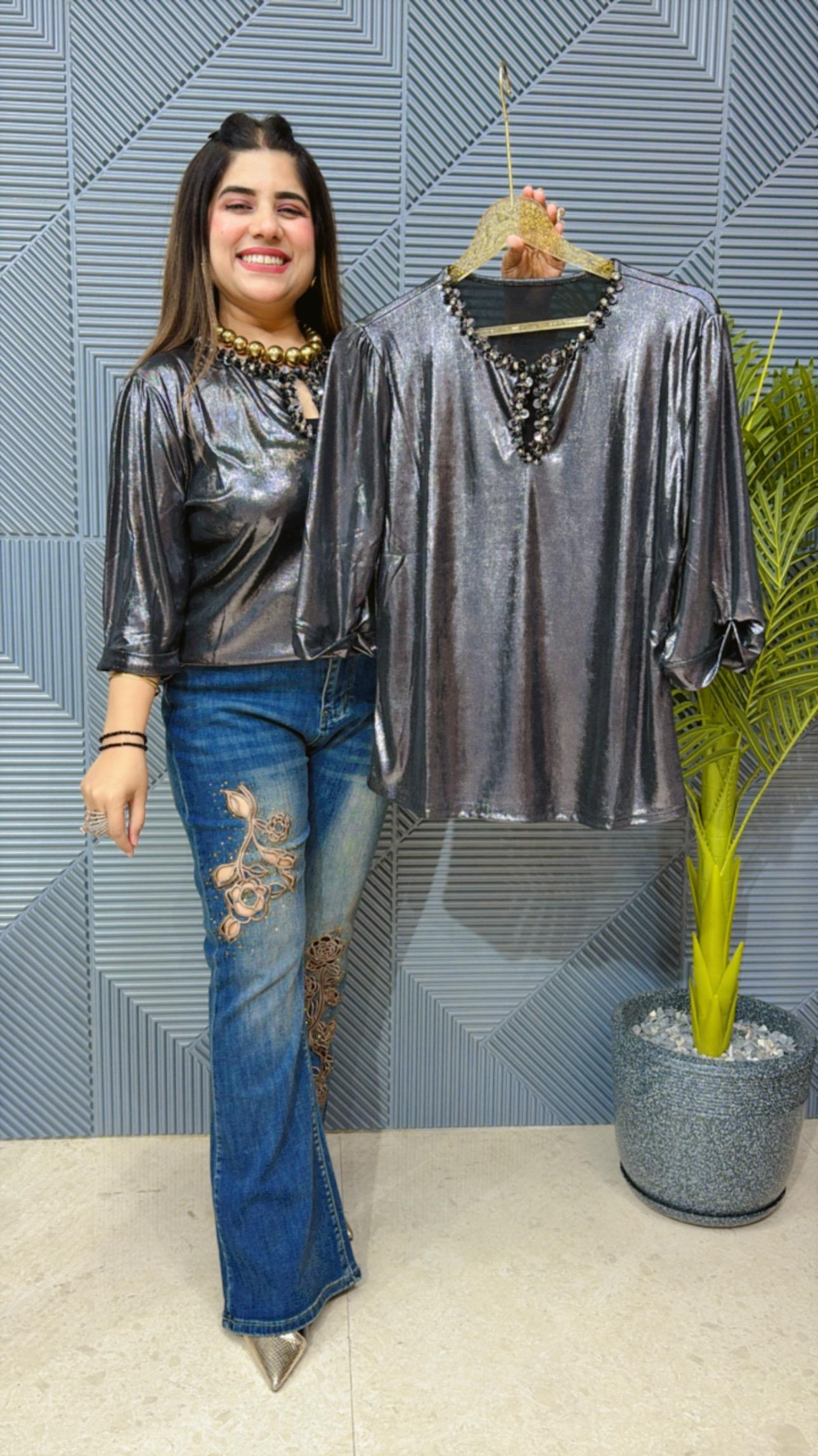MATELIC PARTY WEAR TOP GGR1433
