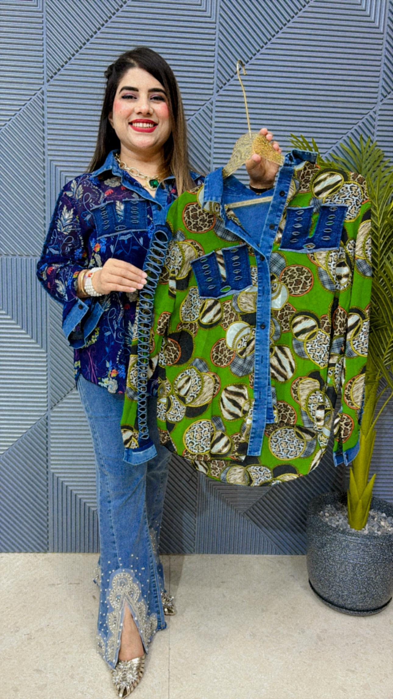 BEAUTFUL SHIRT WITH DENIM COLLAR GGR1471